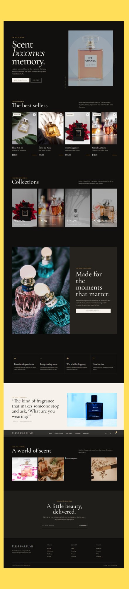 Élise Parfums perfume e-commerce website design, built with ChatGPT Codex